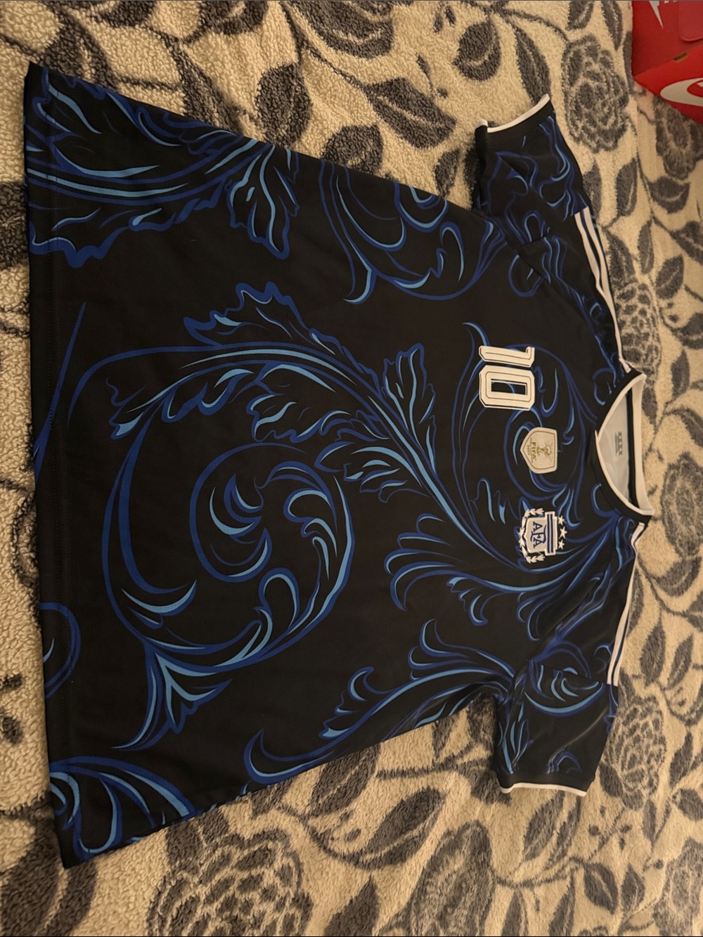 Men's Black & Blue Graphic Soccer Jersey with Number 10